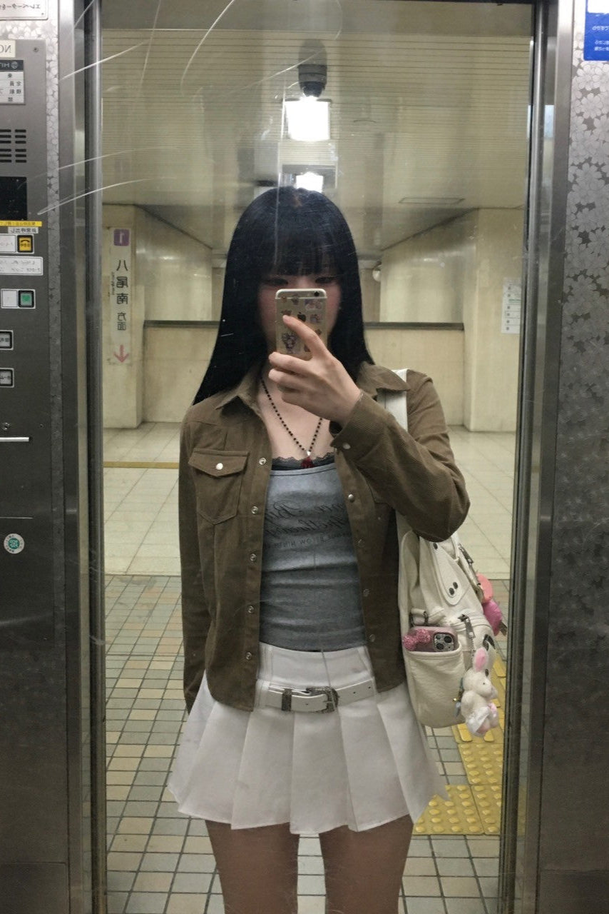 ホワイトベルトプリーツスカート KR10255