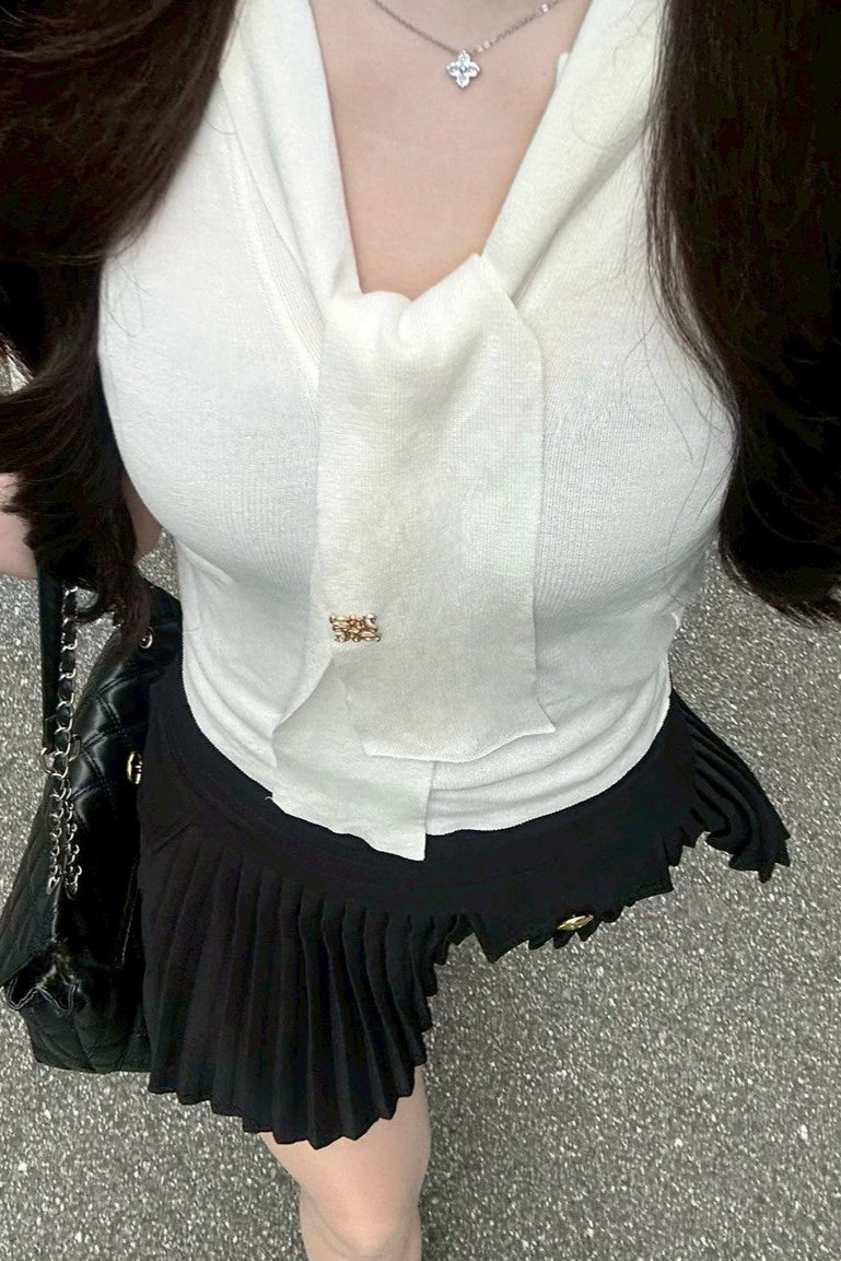 Vネックスリムニットトップス KR10181