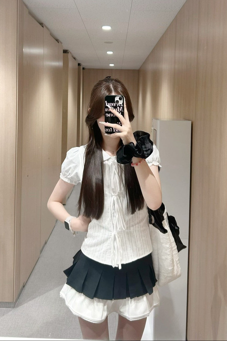 パフスリーブリボンシャツ KR10437