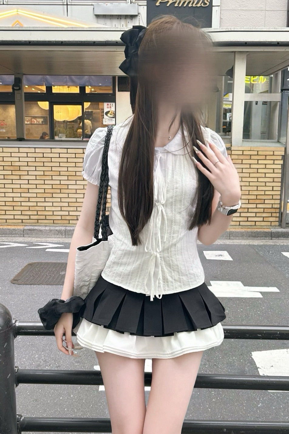 パフスリーブリボンシャツ KR10437