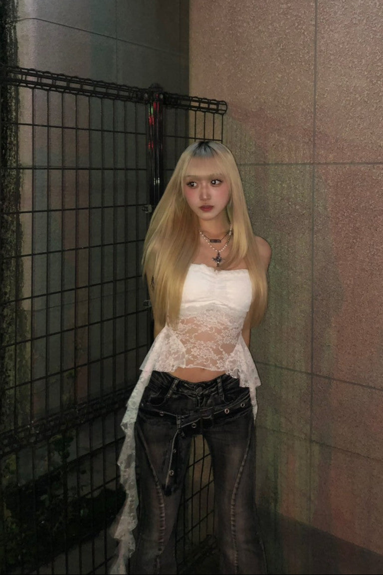 レースアシンメトリーチューブトップ KR10506