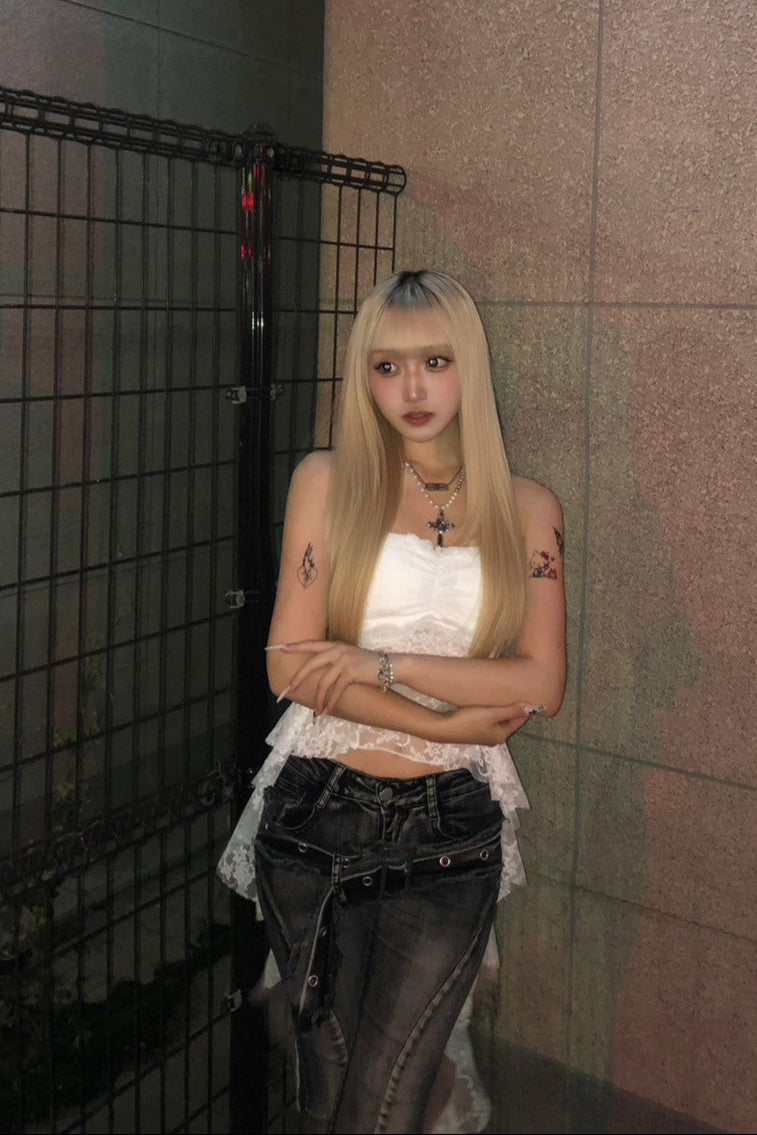 レースアシンメトリーチューブトップ KR10506