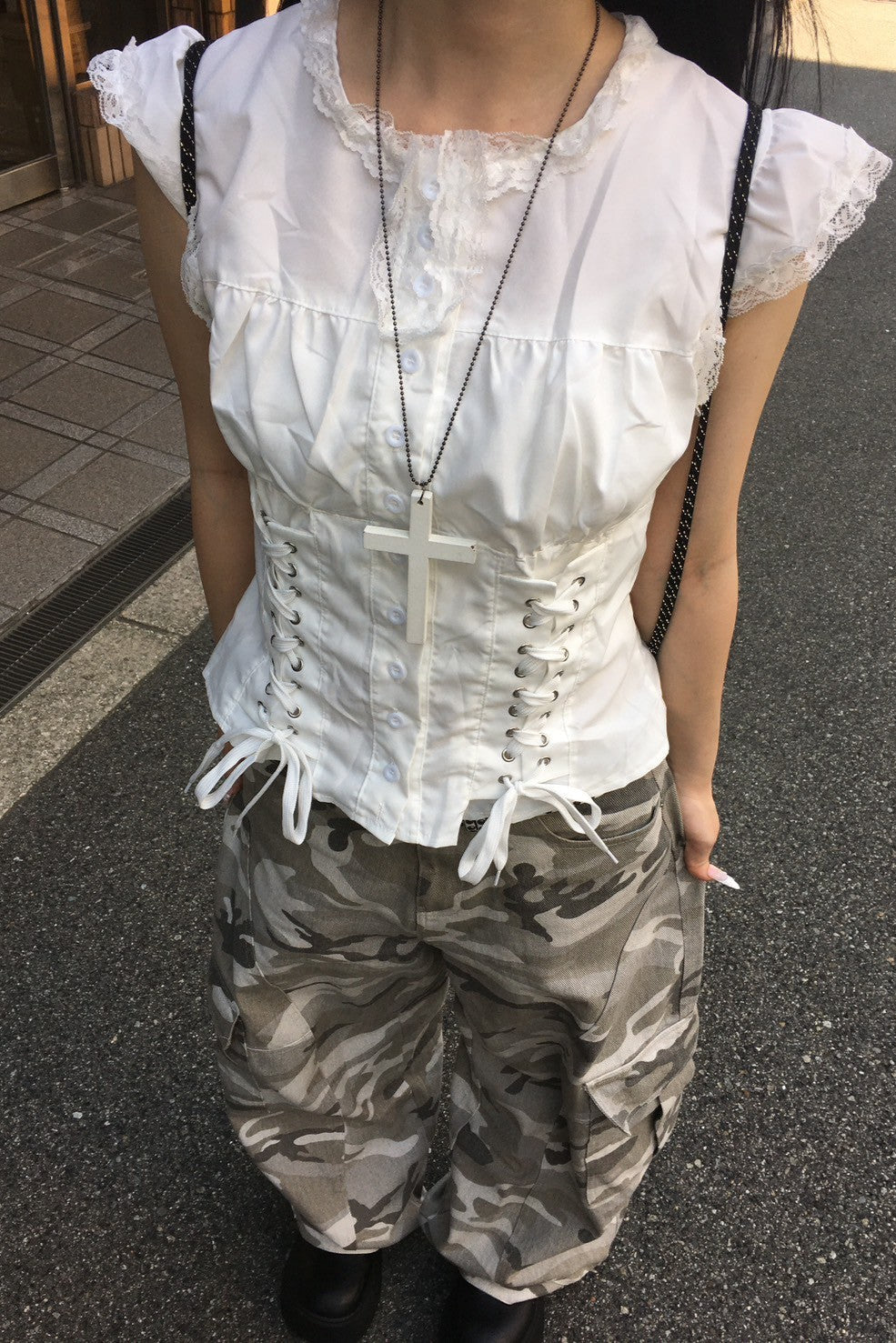 レースアップタンクトップシャツ KR11067