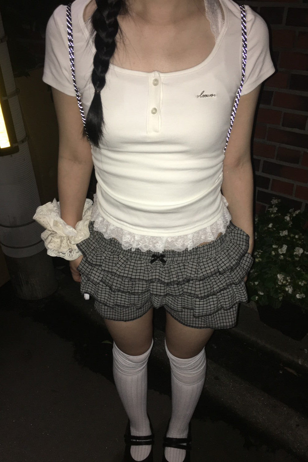 ワンポイントレースTシャツ KR11075