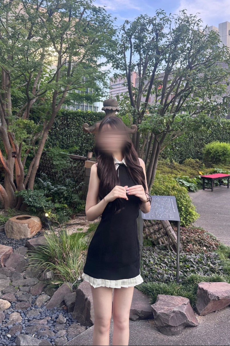リボン付きタイトプリーツワンピース KR11278
