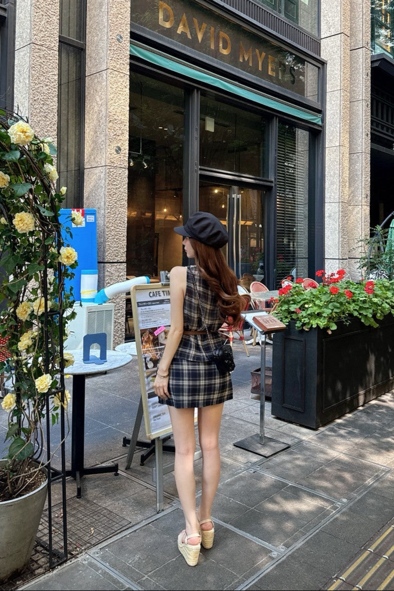 ノースリーブチェックワンピース KR11552