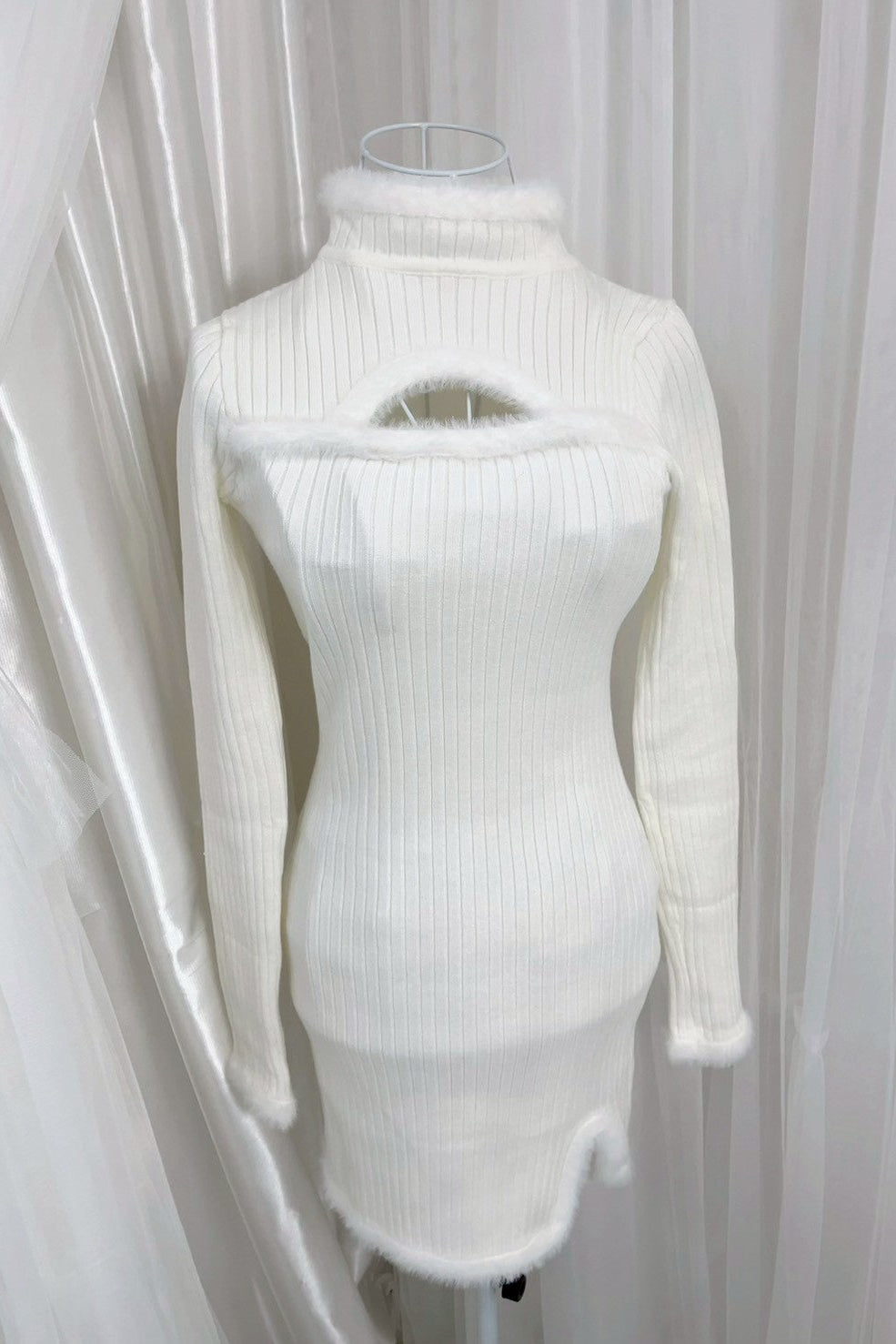 ファーデザインニットワンピース KR13293