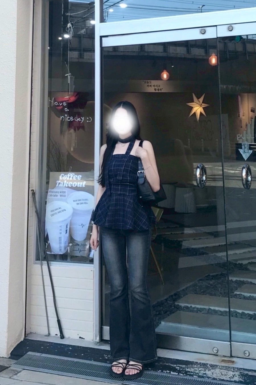 チェックペプラムホルタートップス KR12079