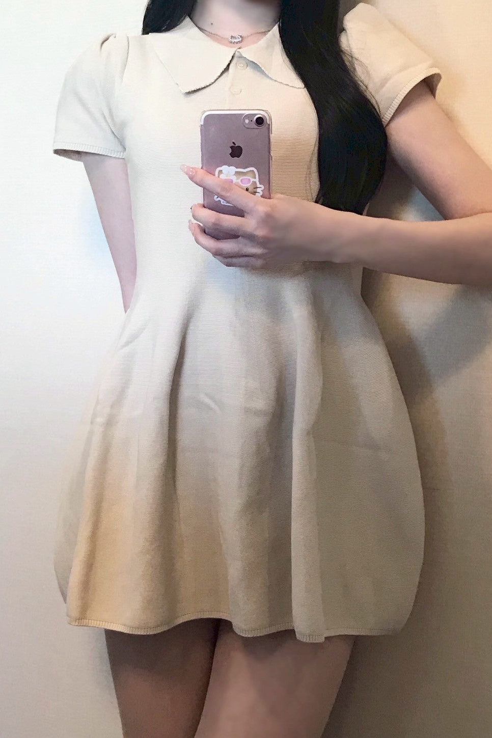 フレアスリーブ ポロワンピース KR12080