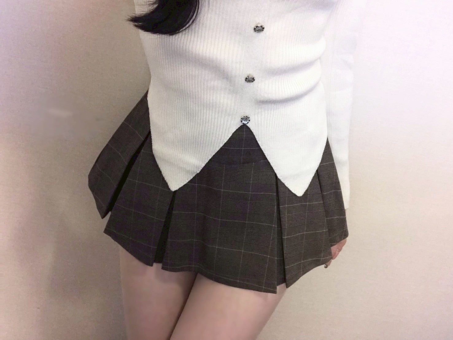 グレンチェック プリーツスカートパンツ KR12083