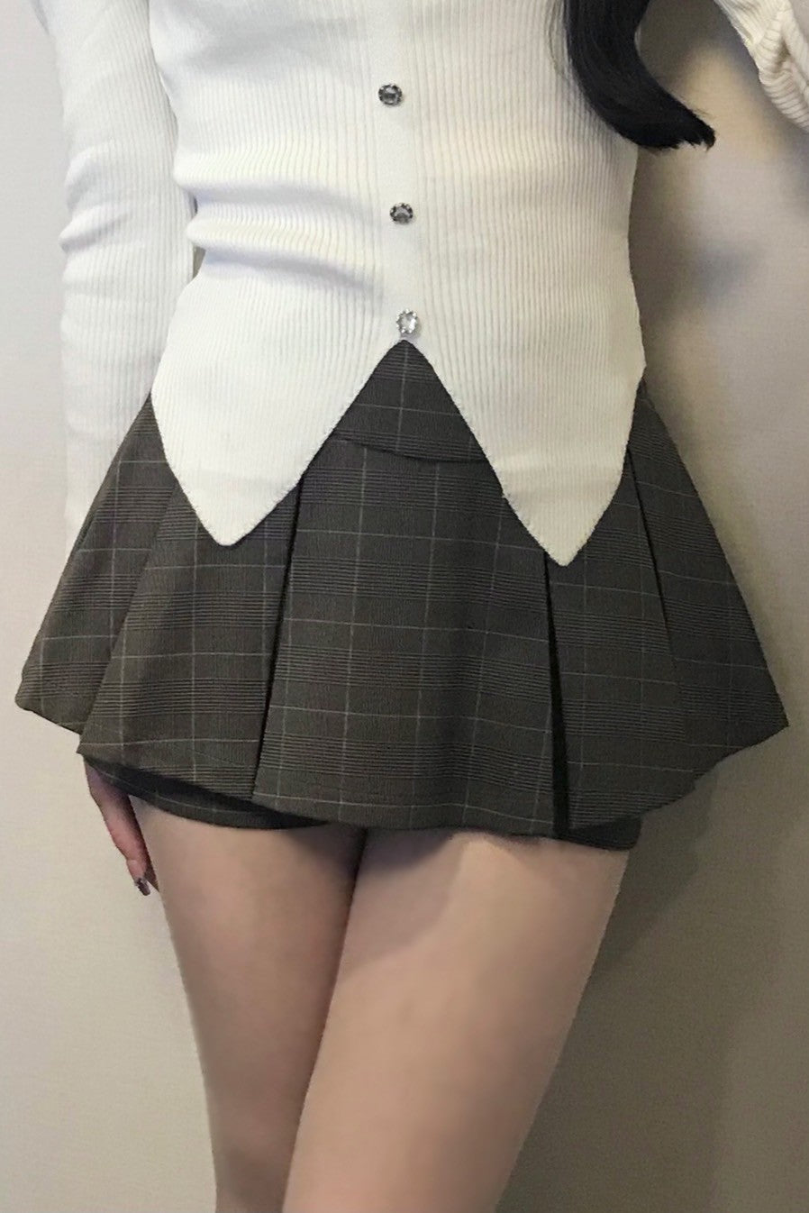 グレンチェック プリーツスカートパンツ KR12083