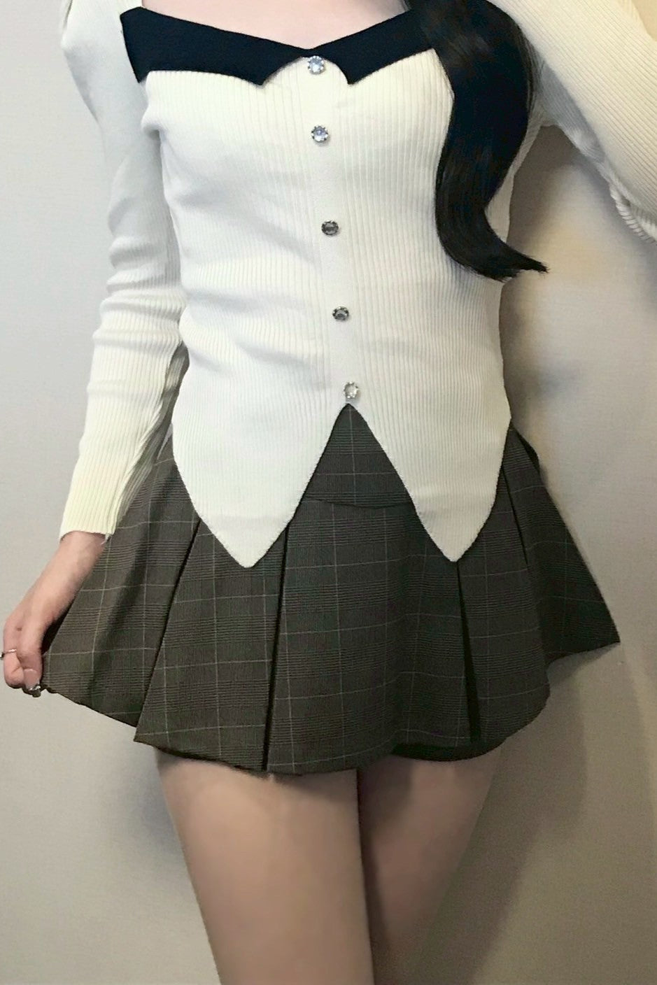 グレンチェック プリーツスカートパンツ KR12083