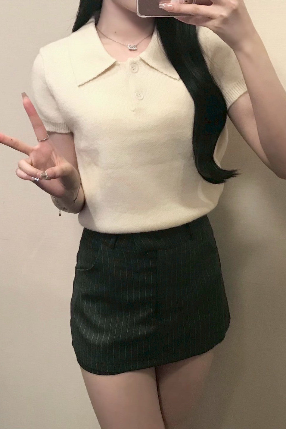 モヘアライクポロニットトップス KR12087