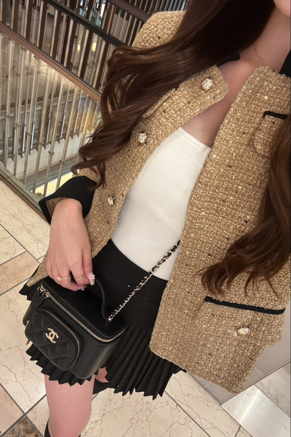 ラウンドネックツイードジャケット KR12293