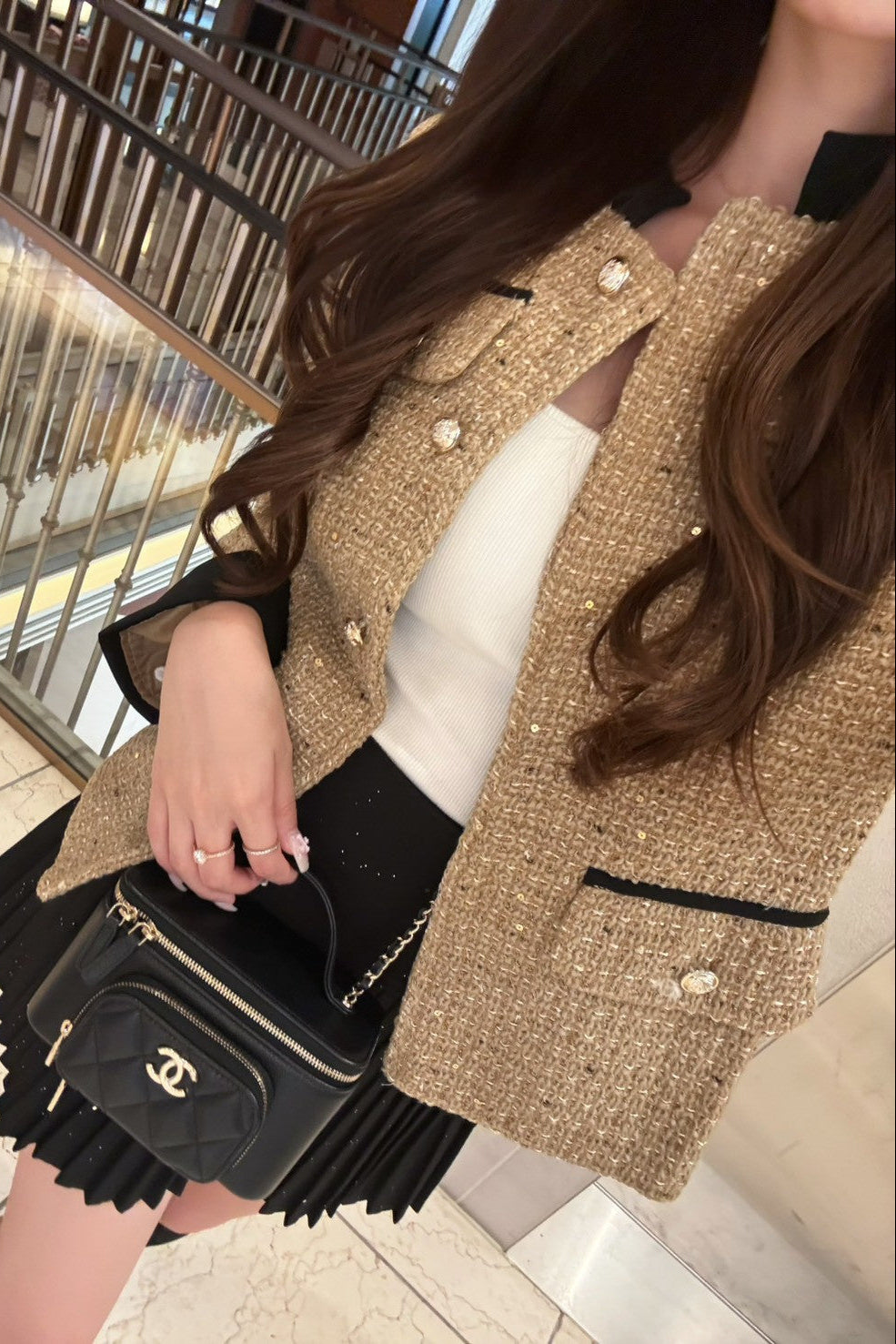 ラウンドネックツイードジャケット KR12293