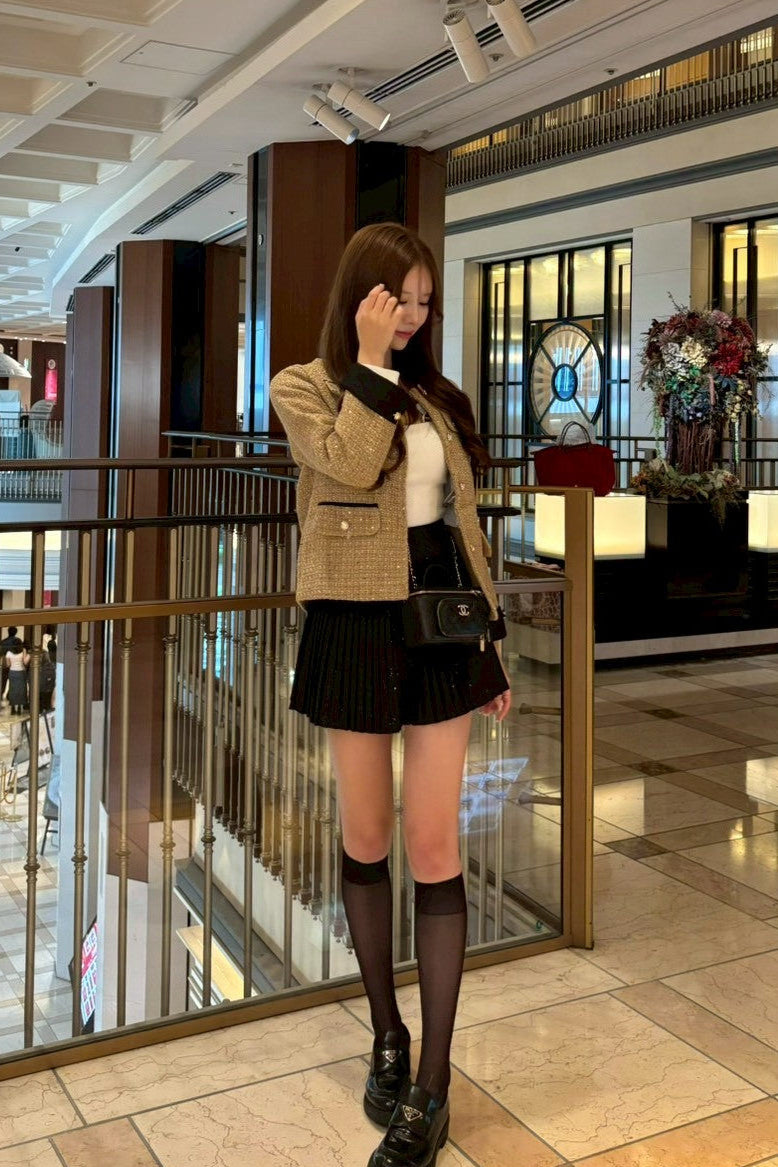 ラウンドネックツイードジャケット KR12293