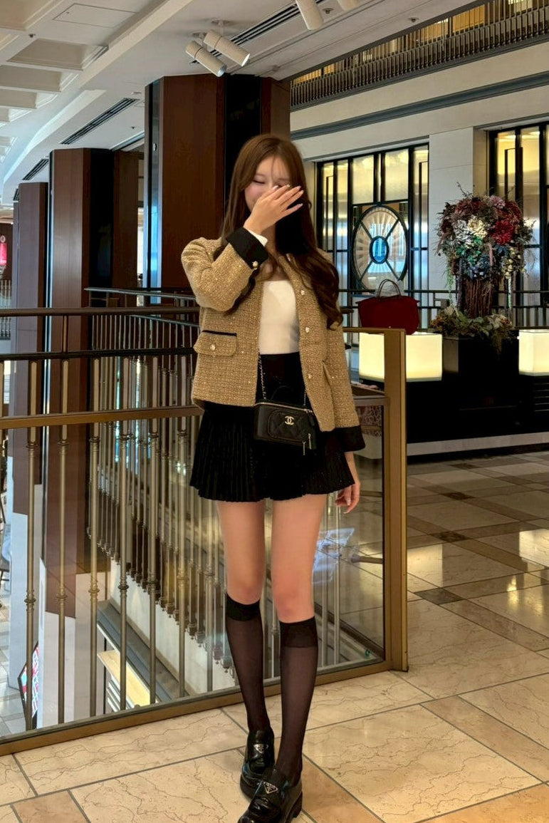 ラウンドネックツイードジャケット KR12293