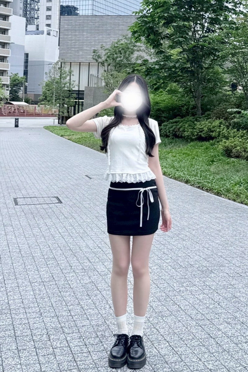 ストラップ付きフリルTシャツ KR10323