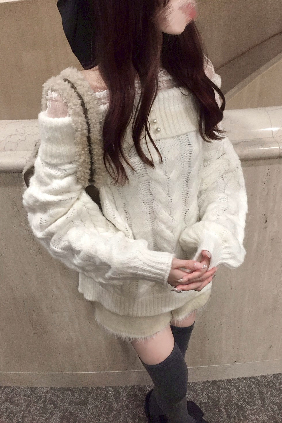 オフショルケーブルニット KR13336