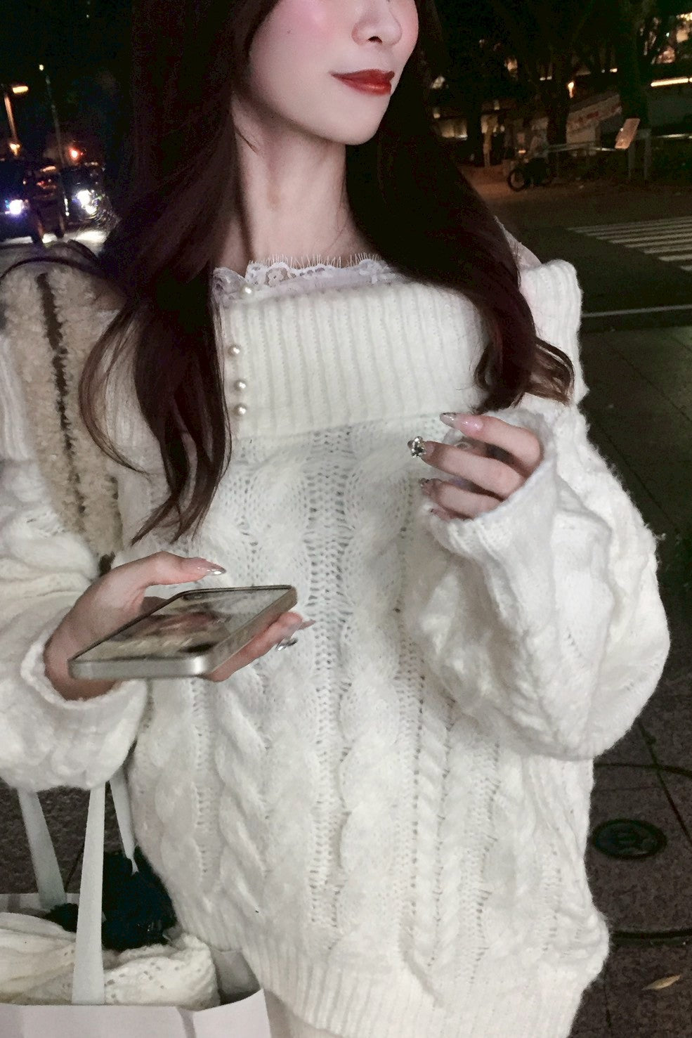 オフショルケーブルニット KR13336