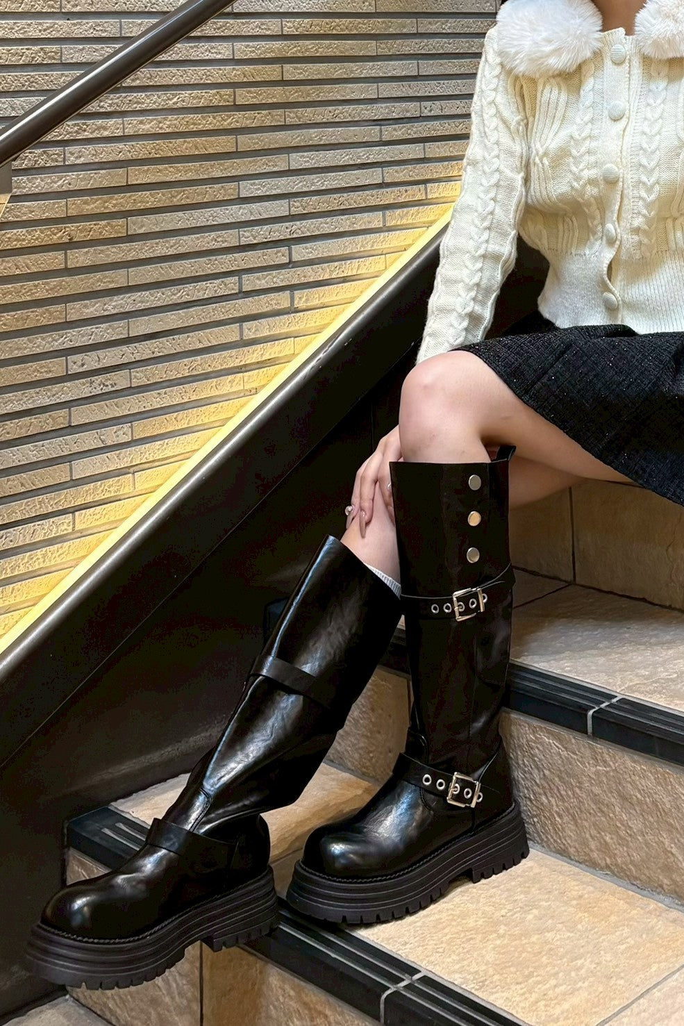 チャンキーロングブーツ KR13449