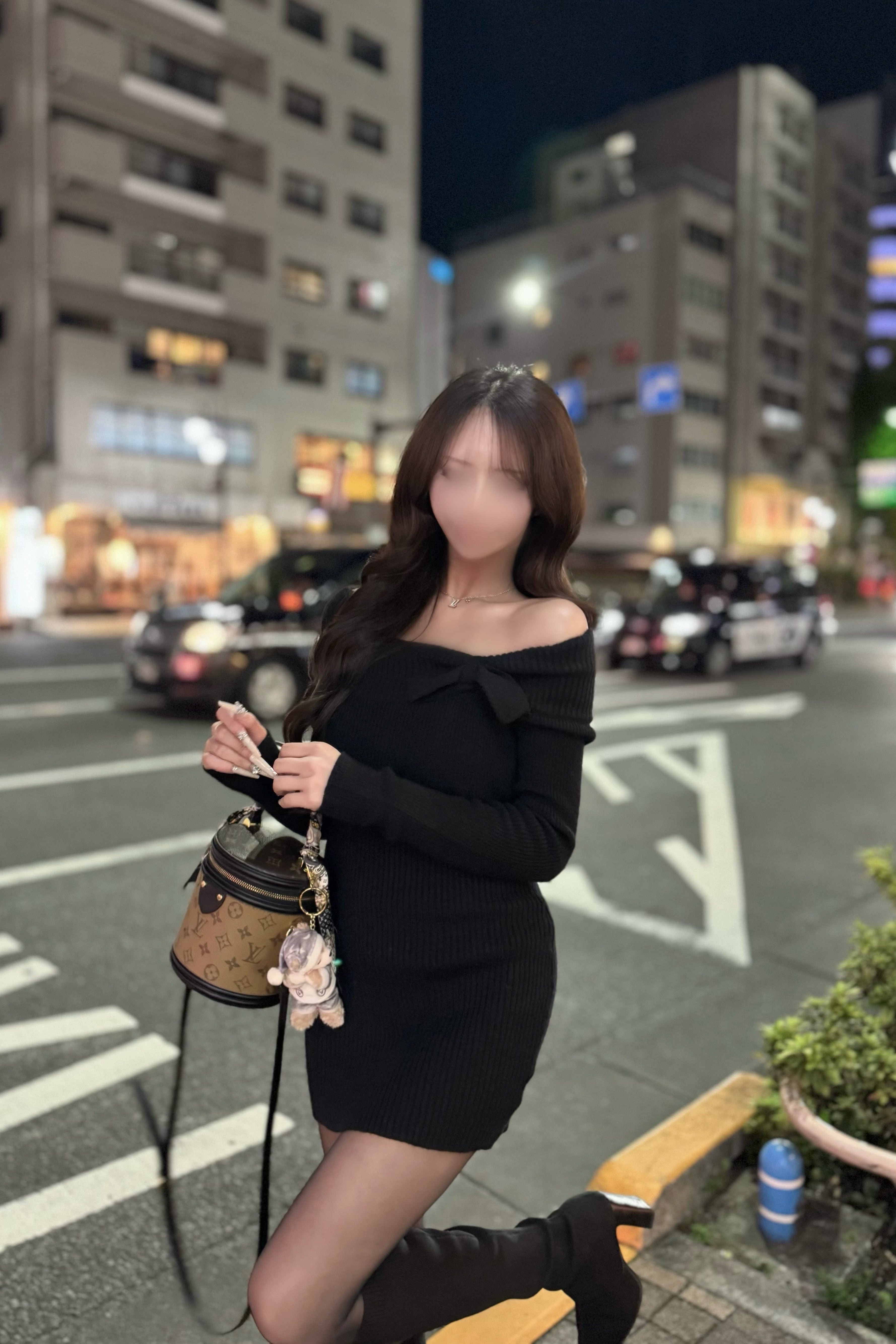 リボンオフショルリブワンピース KR12389