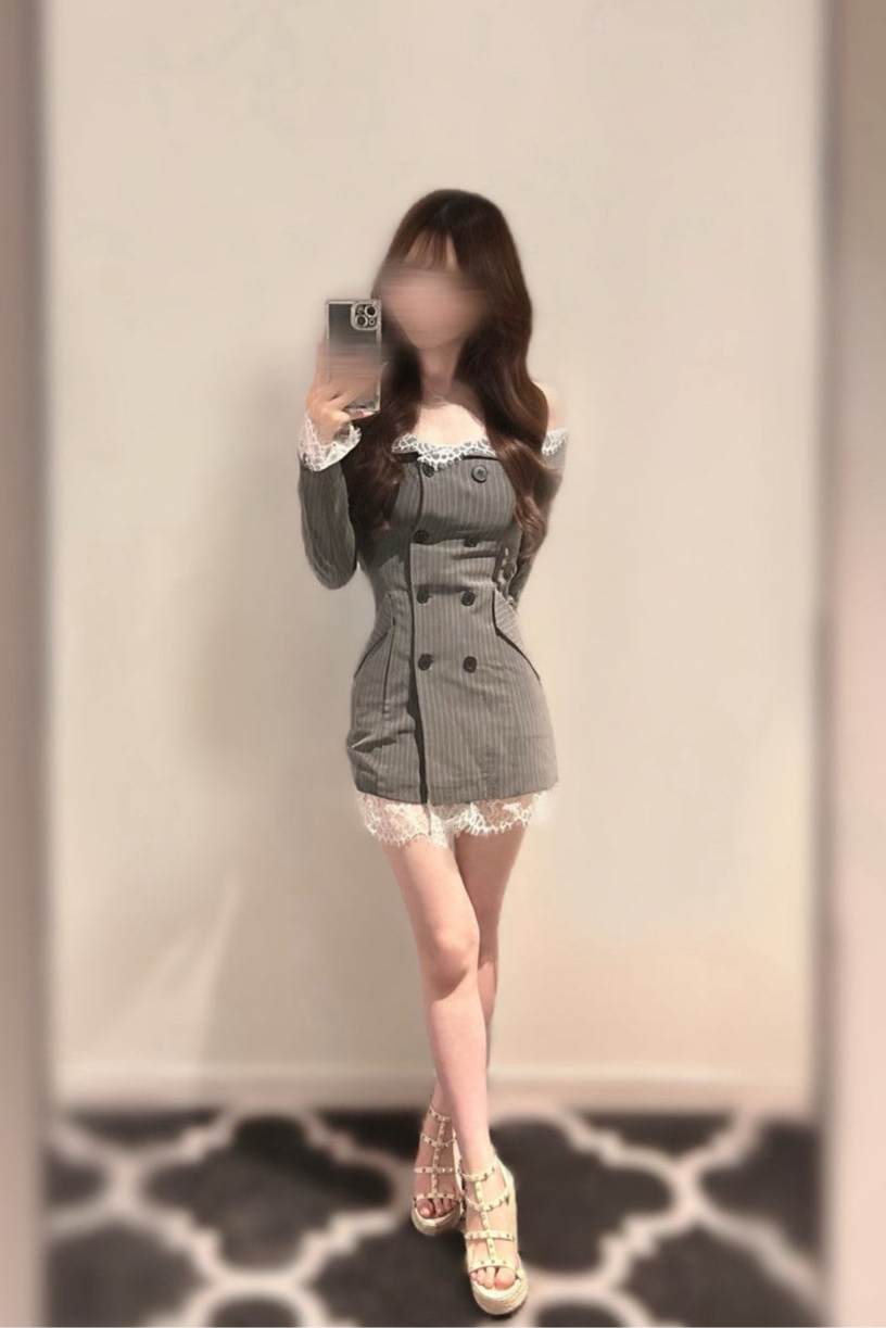 オブリ　ワンピース レースオフショルタイトワンピース KR10363