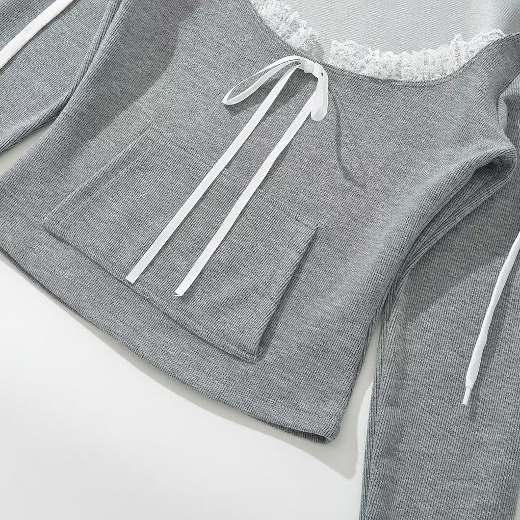 simple ribbon hoodie KR10196