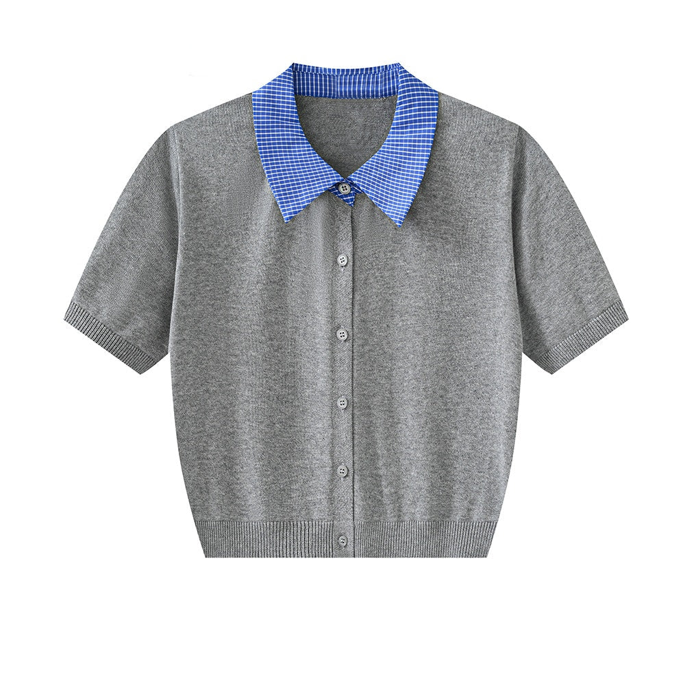 blue knit tops KR10204