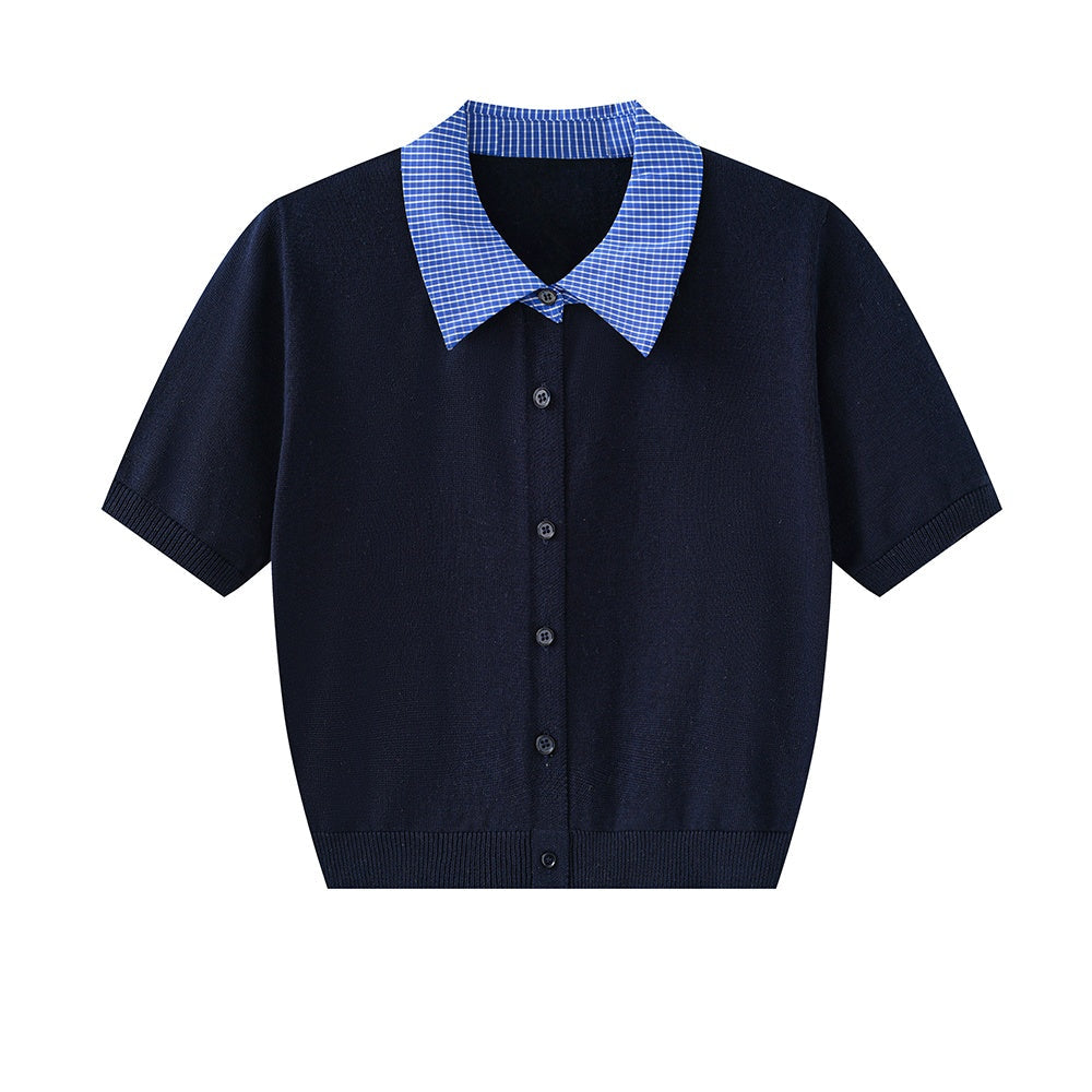 blue knit tops KR10204