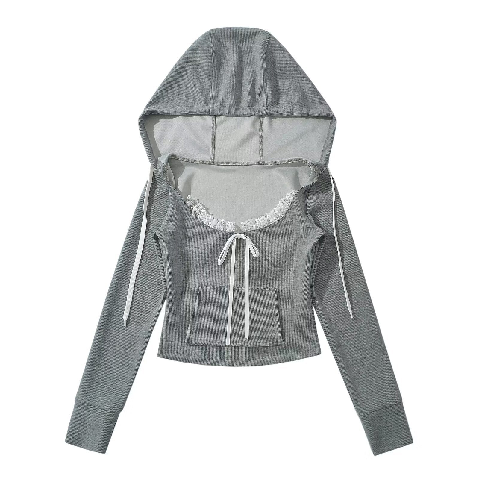 simple ribbon hoodie KR10196