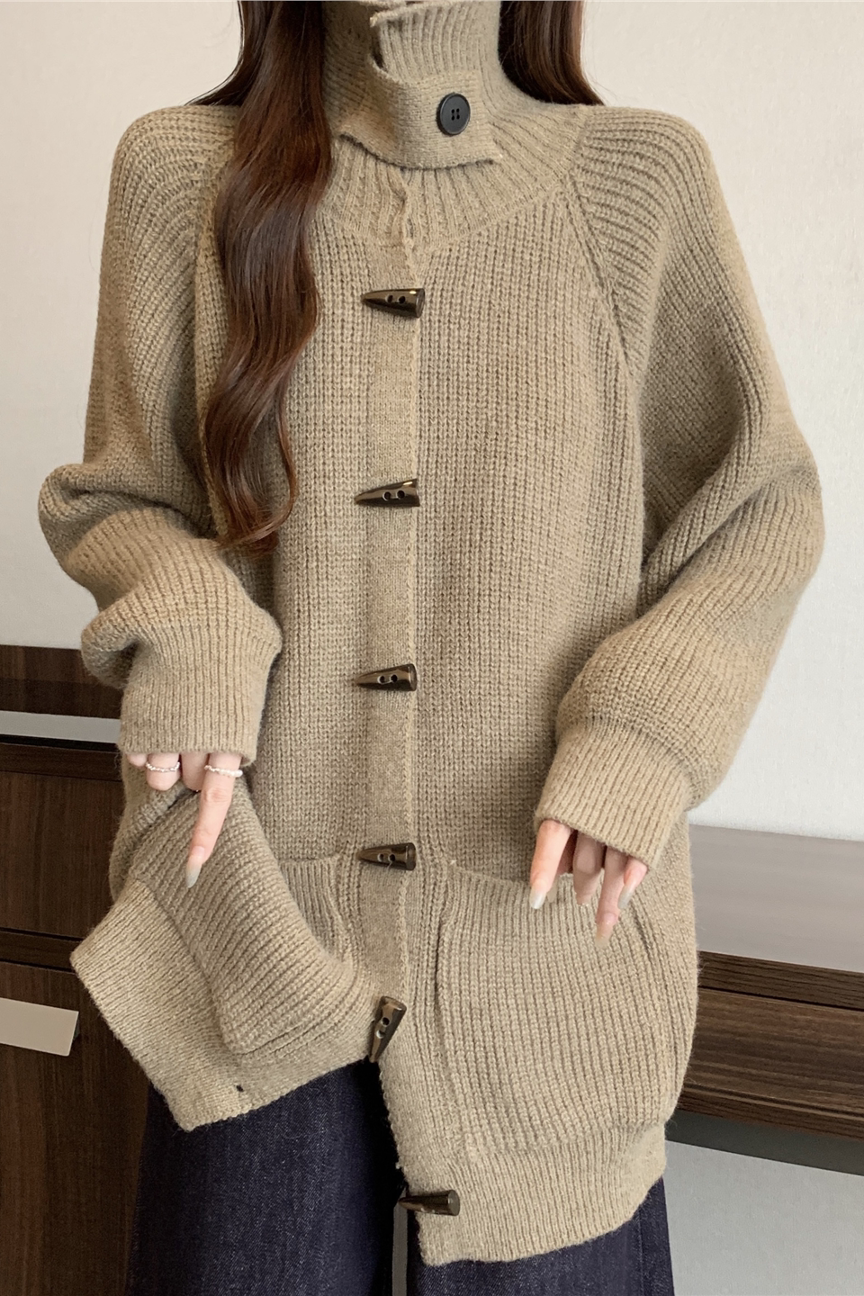 ハイネックボタンオーバーサイズカーディガン KR16069