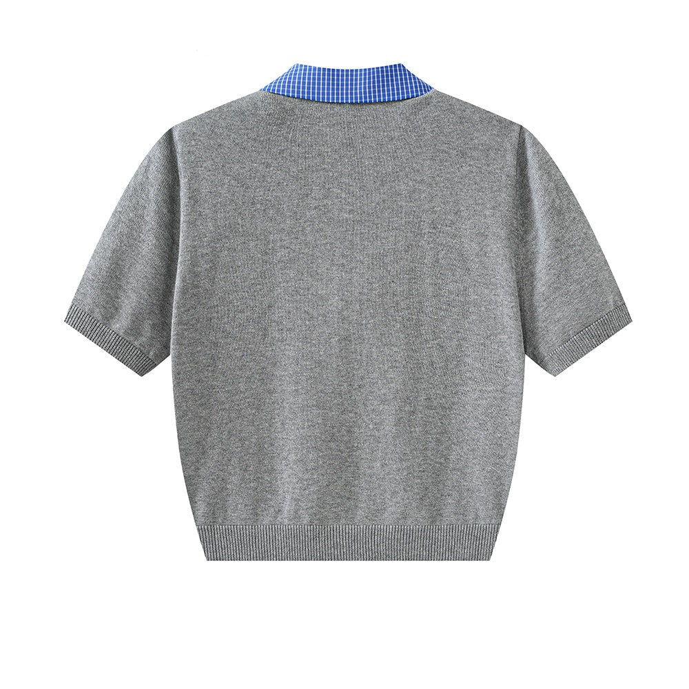 blue knit tops KR10204