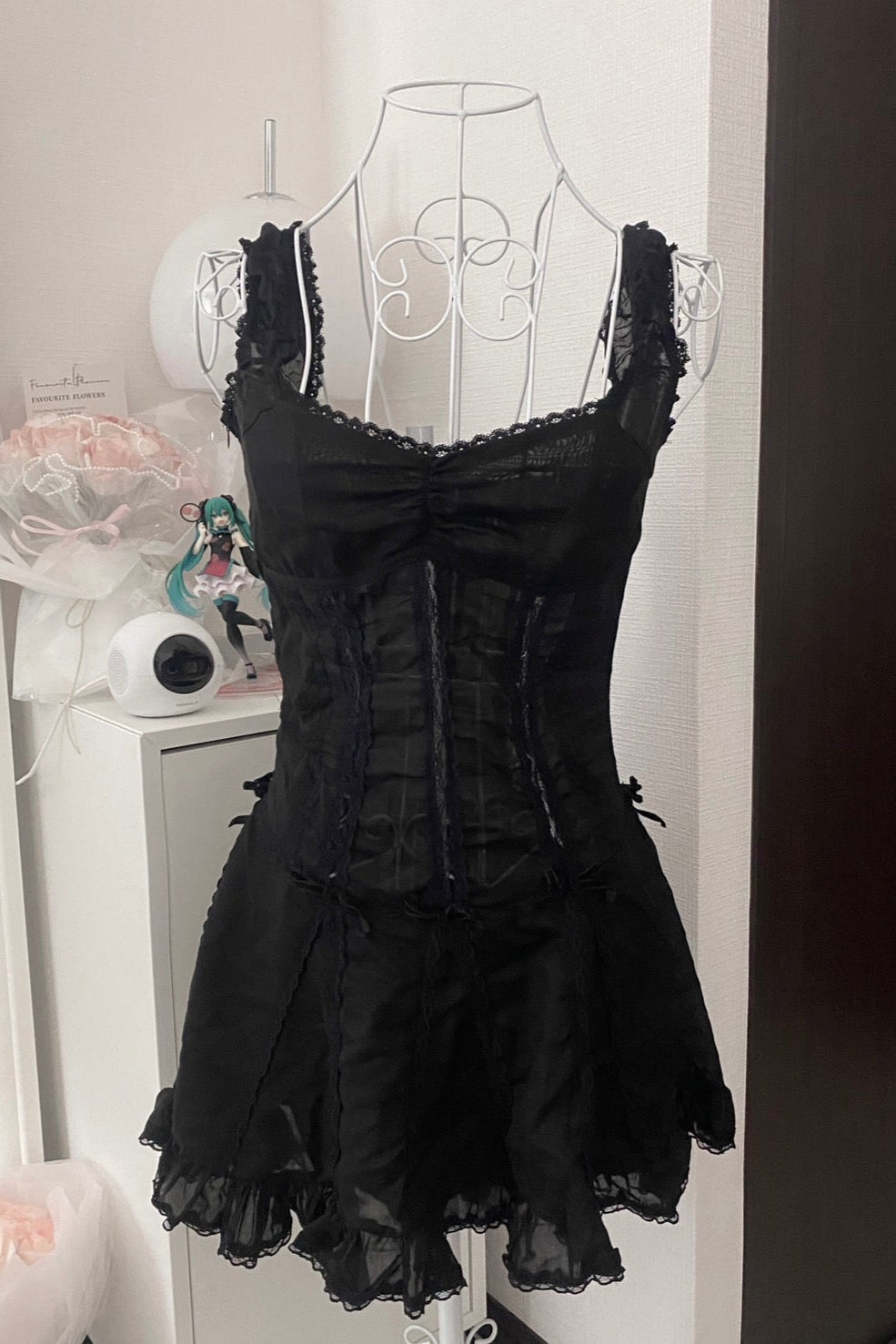 ブラックレースアップワンピース KR10084