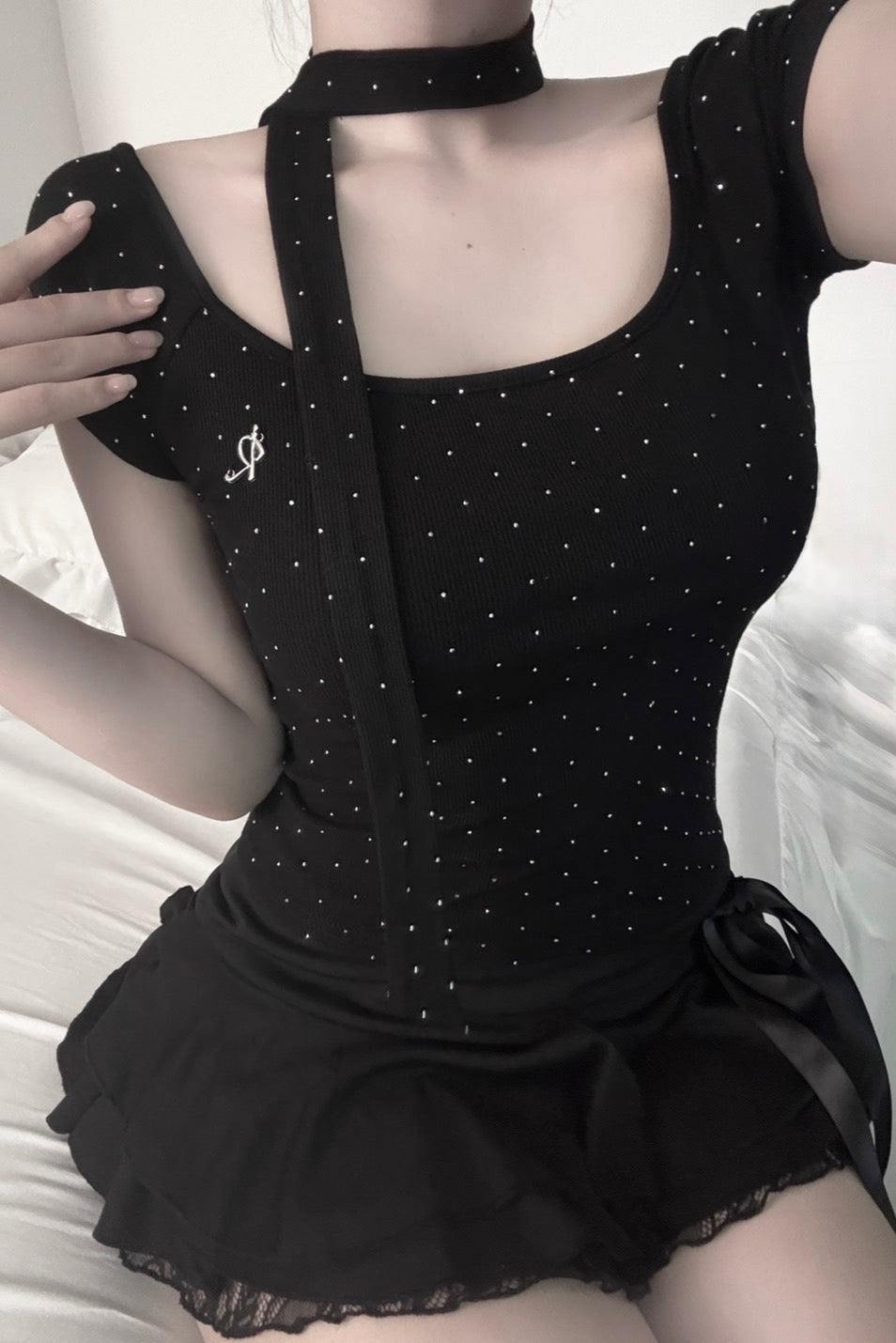 UネックドットTシャツ KR11486