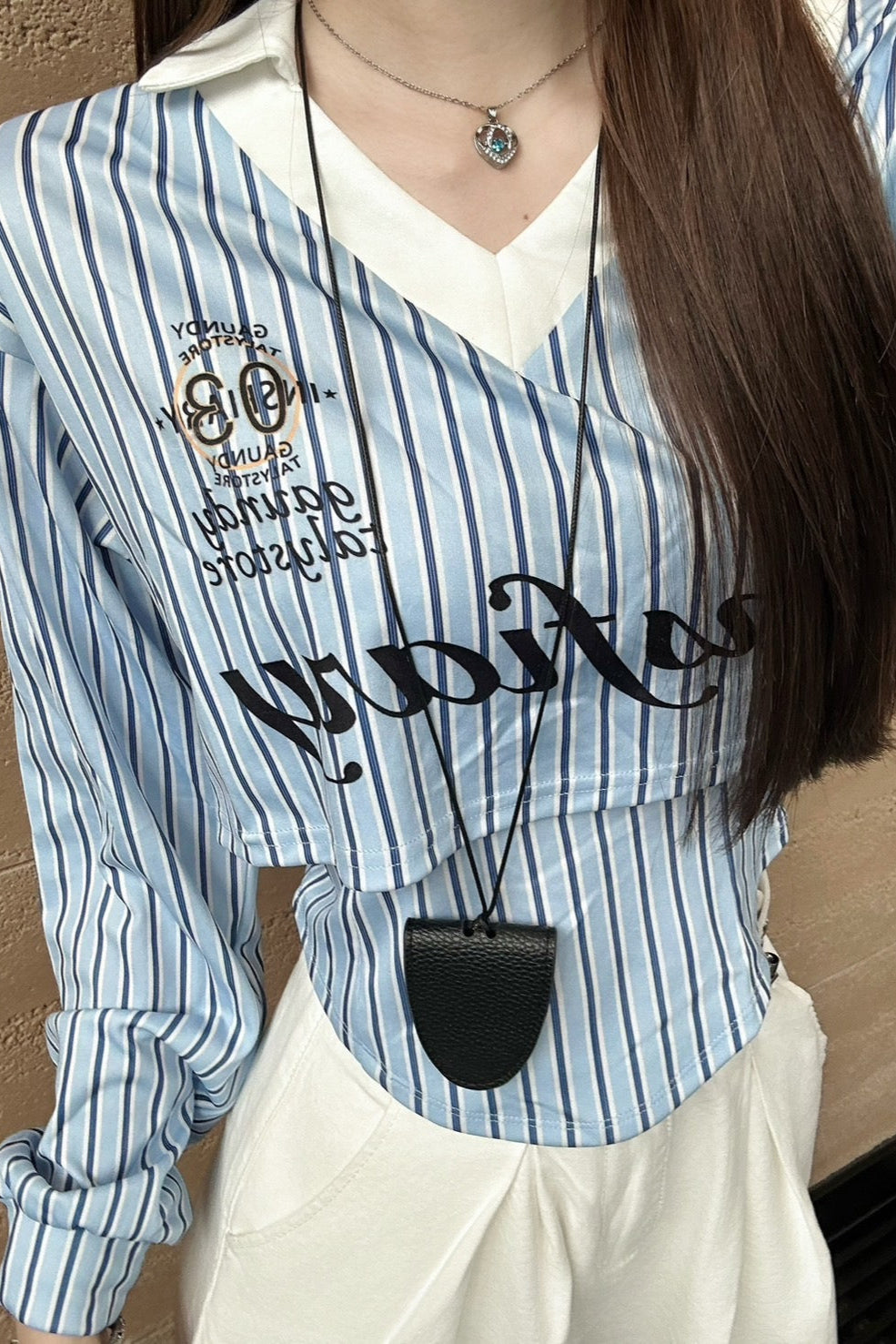 ストライプクロップドシャツ KR12634
