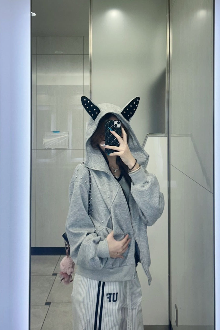 ネコミミスタッズパーカー KR12623