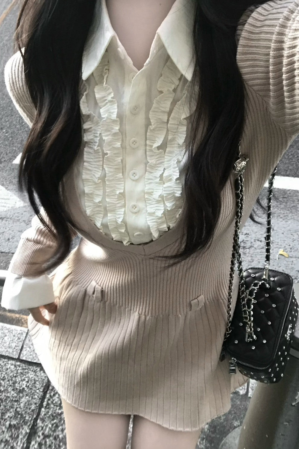 レースカラーレイヤードワンピース KR12554