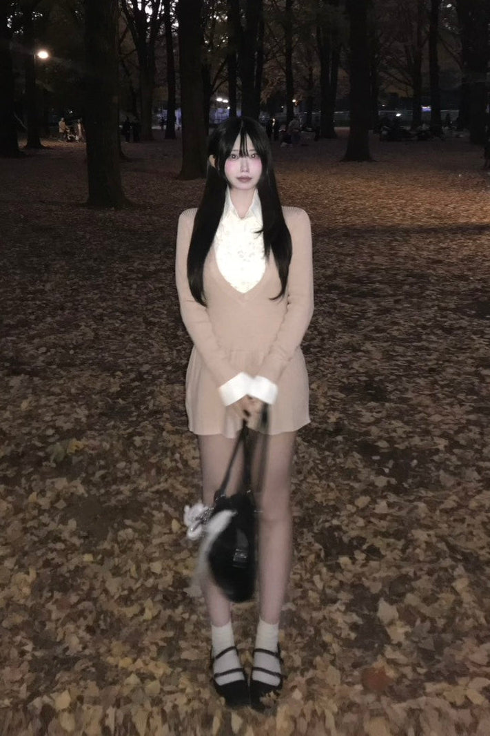 レースカラーレイヤードワンピース KR12554