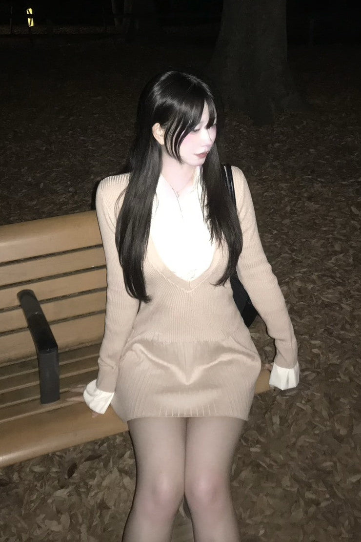 レースカラーレイヤードワンピース KR12554