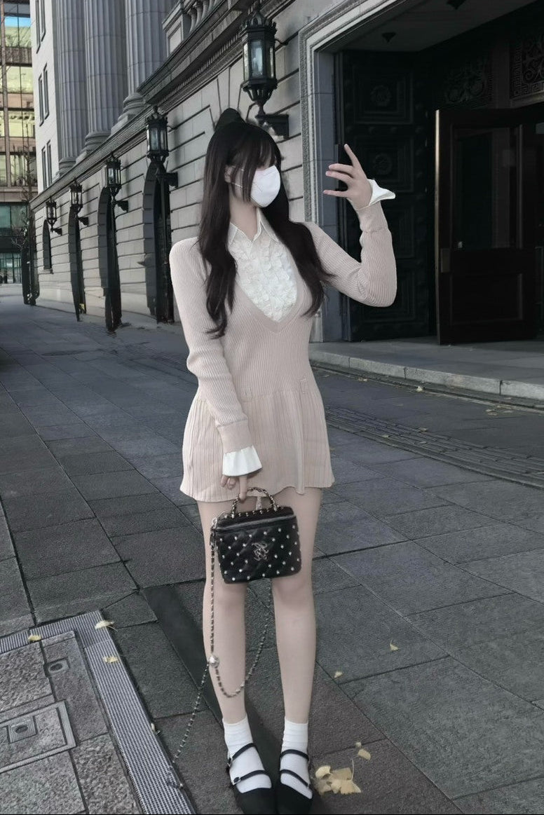 レースカラーレイヤードワンピース KR12554