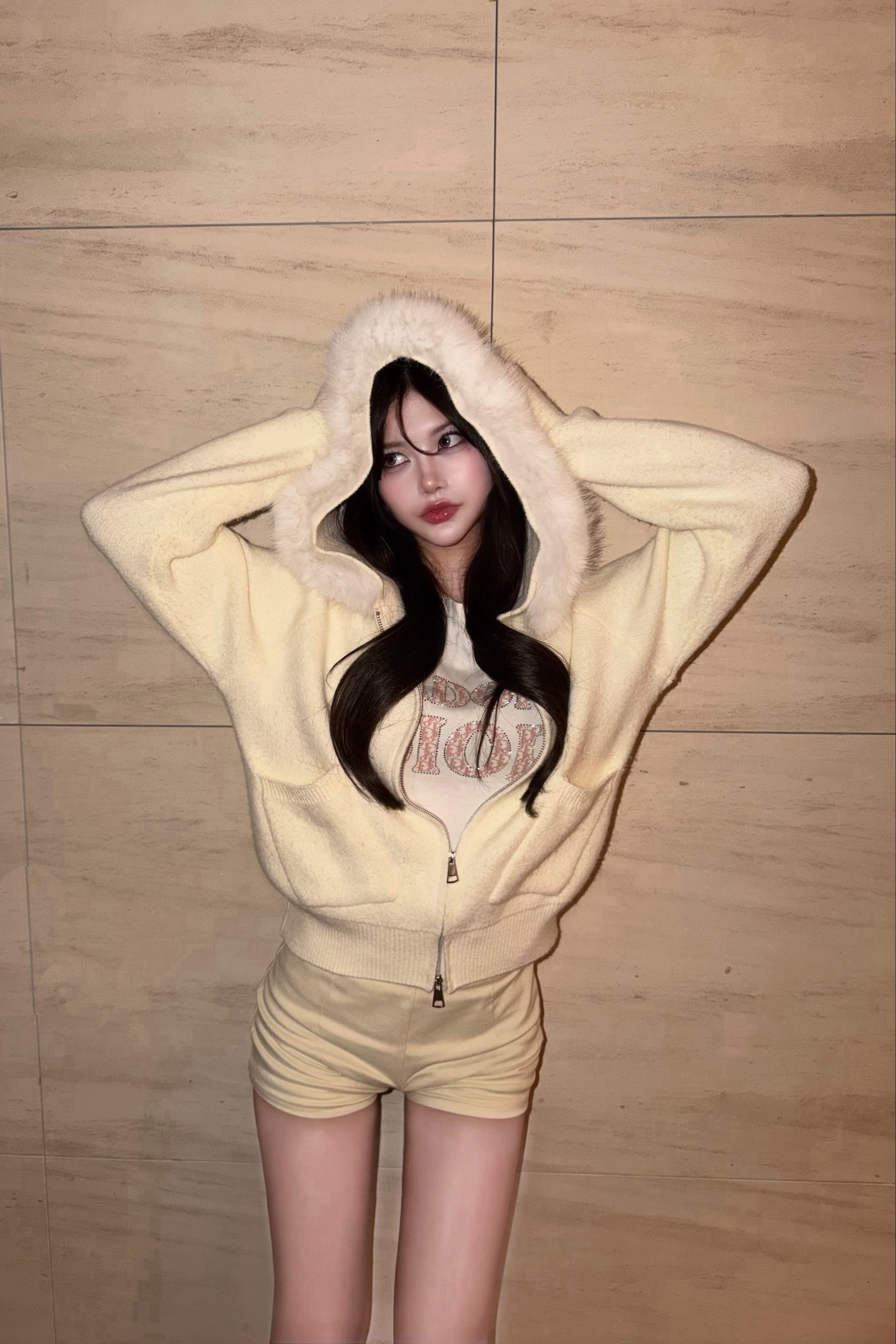 オーバーファーニットパーカー KR30007