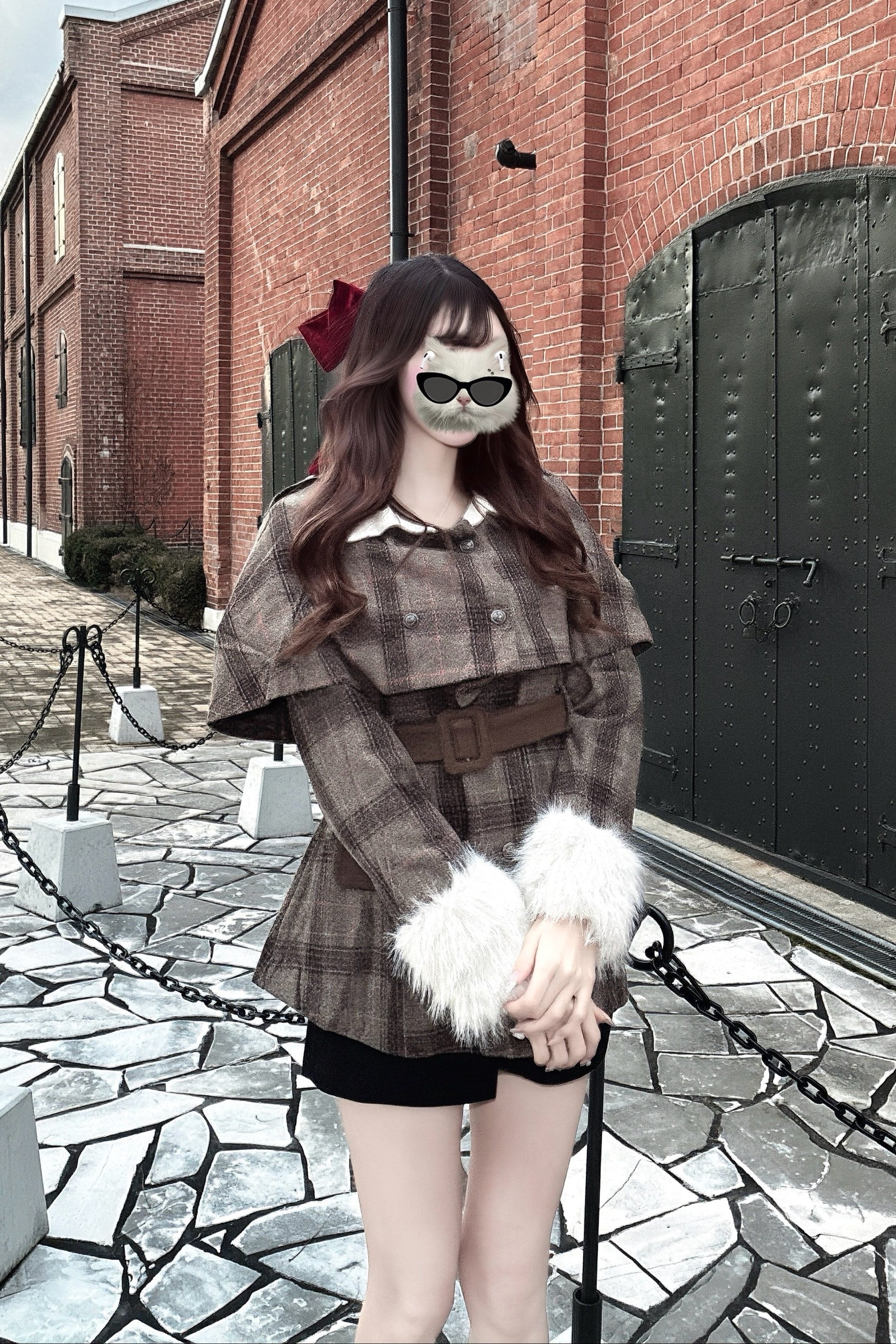 チェックケープライクコート KR30422