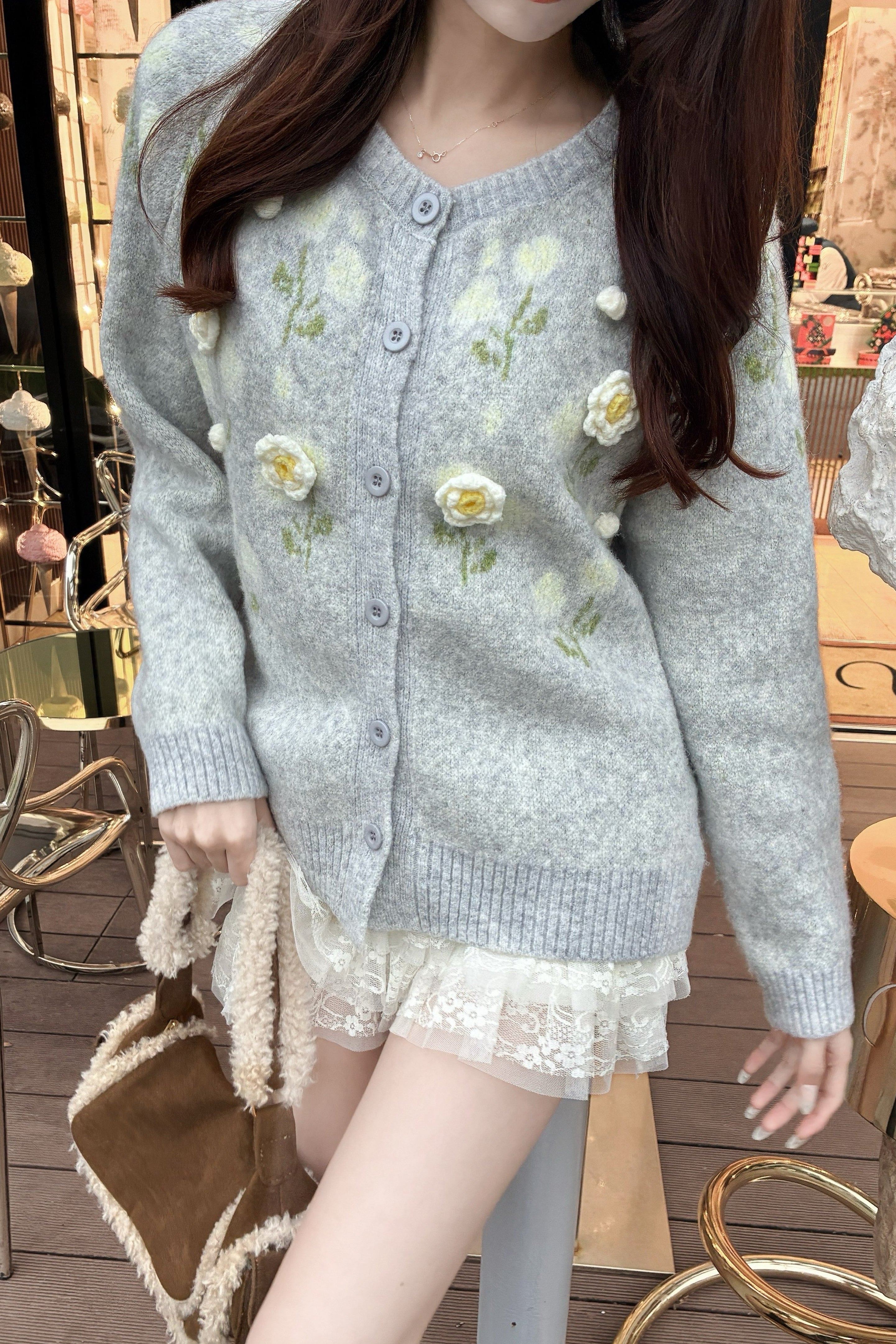フラワーニットカーディガン KR13583