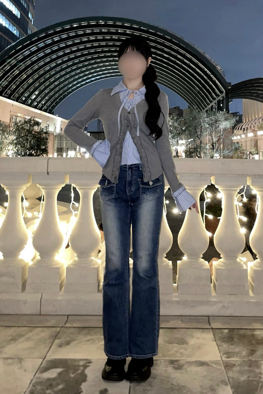 フロントストライプシャツカーディガン KR10558