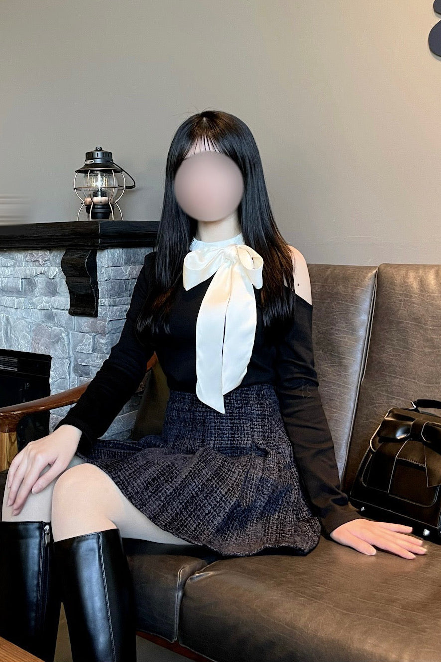 ブラックリボンロングTシャツ KR11322