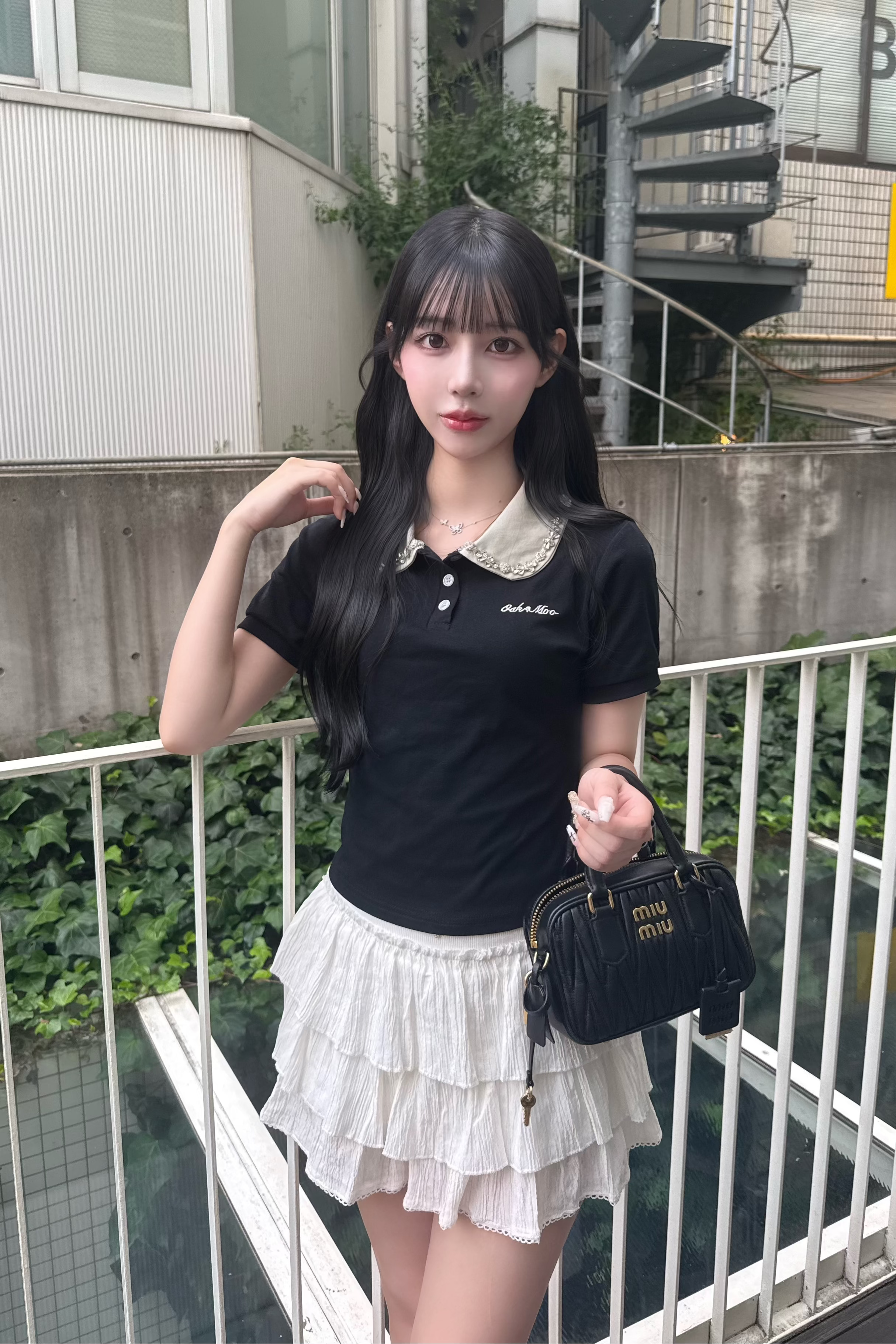 プリーツティアードフロントリボンミニスカート KR15288