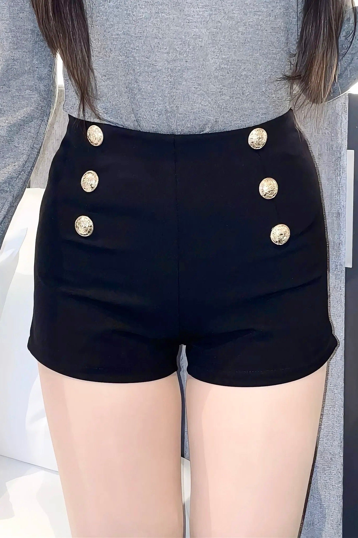 ハイウエストダブルボタンショートパンツ KR15837