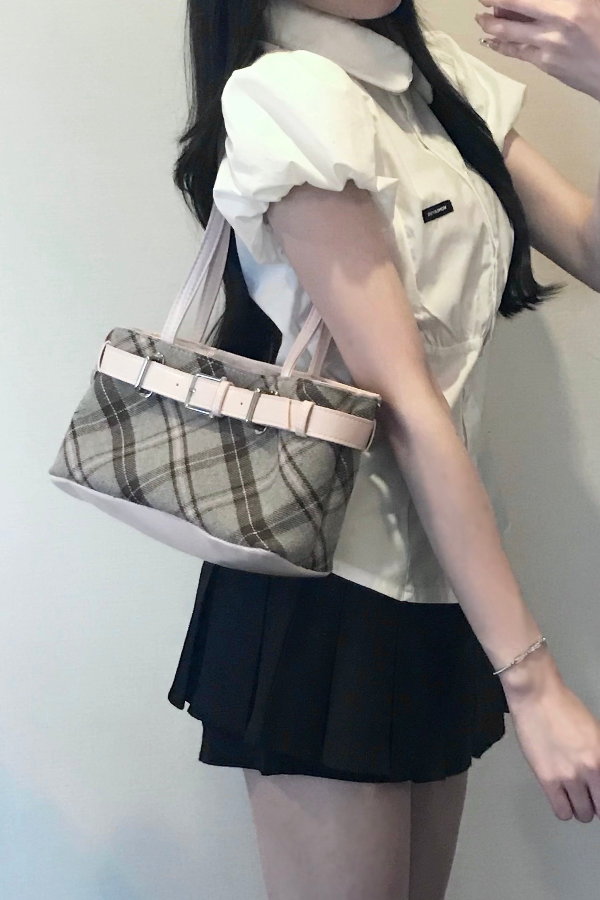 チェックフロントベルトショルダーバッグ KR14597
