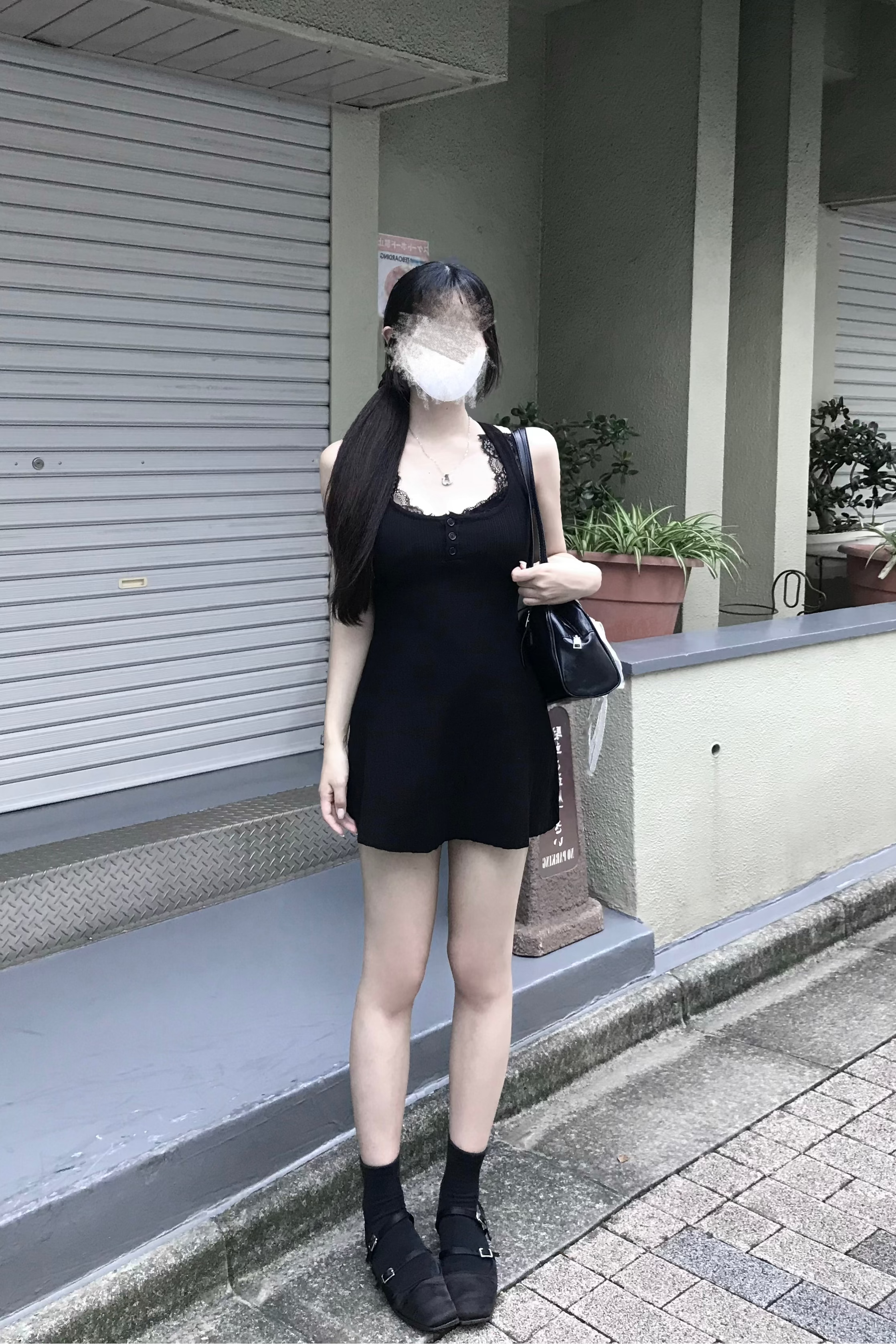 レーストリムリブニットフロントボタンワンピース KR15792